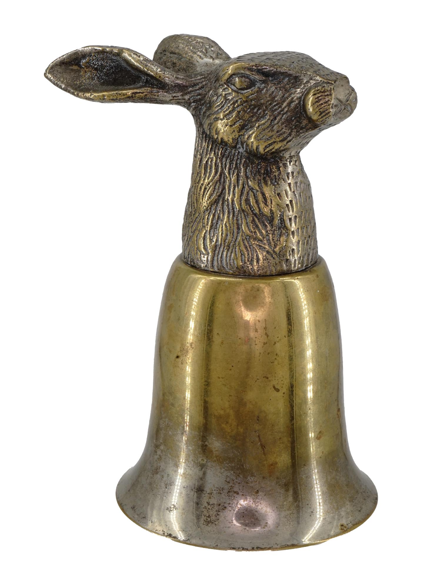 SILVER PLATED BRASS STIRRUP CUP WITH RABBIT HEAD PIC-0